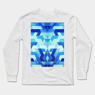 Abstract geometric triangle pattern (futuristic future symmetry) in ice blue Long Sleeve T-Shirt